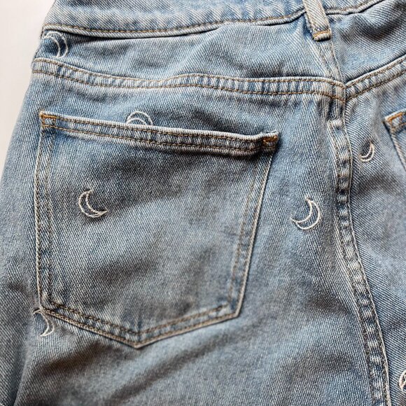 Whimsigoth Embroidered Moon Jean Shorts - Picture 5 of 5